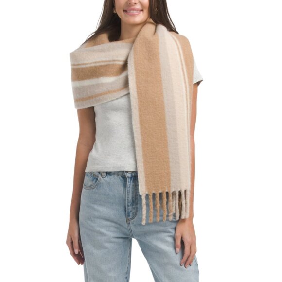 RAG & BONE camel multi Made In Italy Siobhan Scarf - Picture 1 of 2